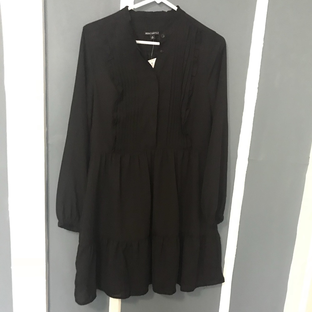 J. Crew Mercantile Black Dress with long sleeves
